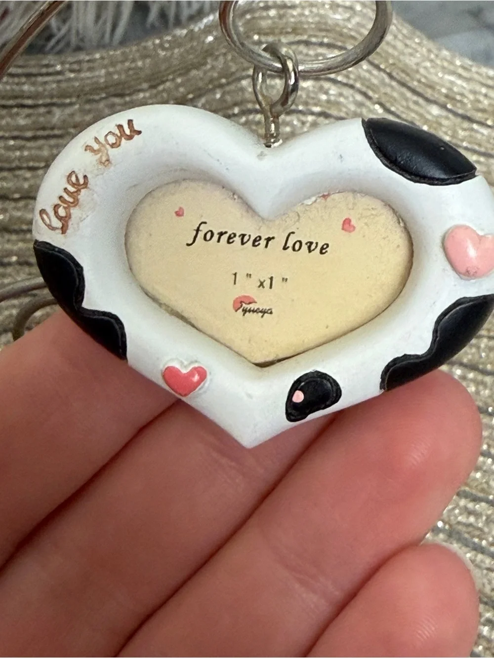 Cute Cow “Forever Love” Mini Photo Holder Memo Clip Stand Farmhouse Ranch Decor